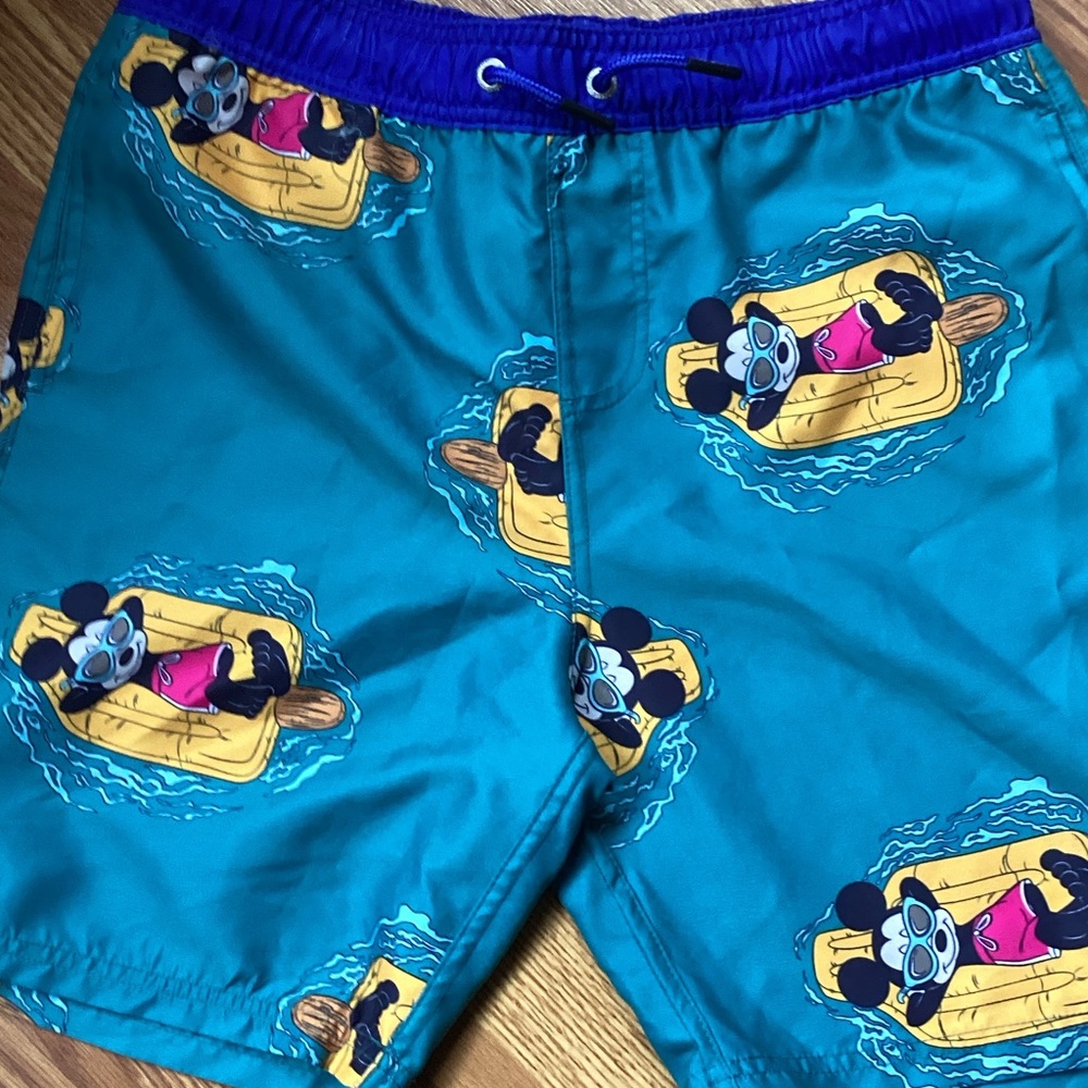 Neff Teal Swim Shorts with Mickey  Print